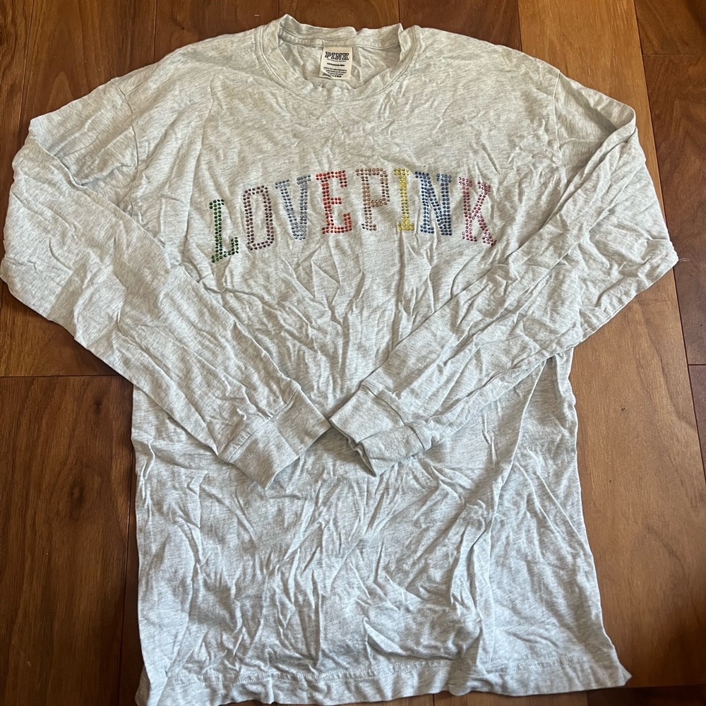PINK Victoria's Secret Gray Long Sleeve Tee